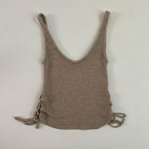 Urban Outfitters Project Social T Ribbed Knit Tank Women’s Small Beige Tie Side